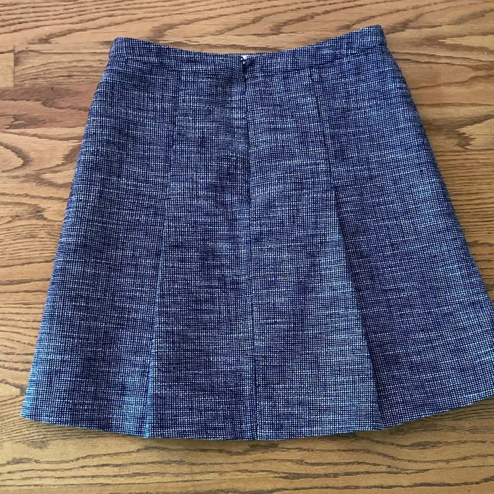 J. Crew Navy Tweed Box Pleat Skirt